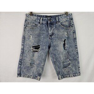 CJ Black Premium Men's Shorts Size 30 Blue Stone Washed Denim Jean Distressed